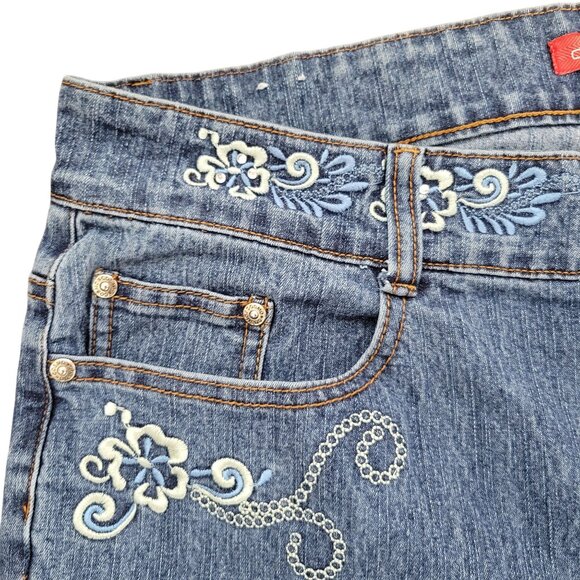 Cosmopolitan Jeanswear Embroidered Womens Blue Jeans Size 20 Low Rise - Picture 2 of 10
